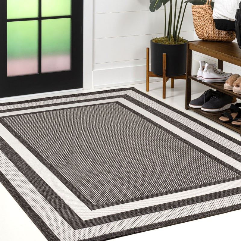 Dover Classic 3-Stripe Border Indoor/Outdoor Area Rug