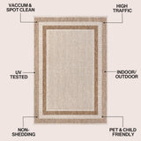 Dover Classic 3-Stripe Border Indoor/Outdoor Area Rug