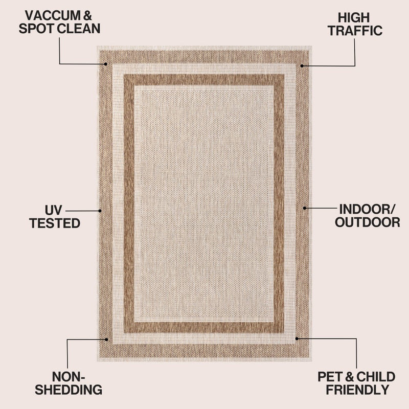 Dover Classic 3-Stripe Border Indoor/Outdoor Area Rug