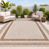 Dover Classic 3-Stripe Border Indoor/Outdoor Area Rug