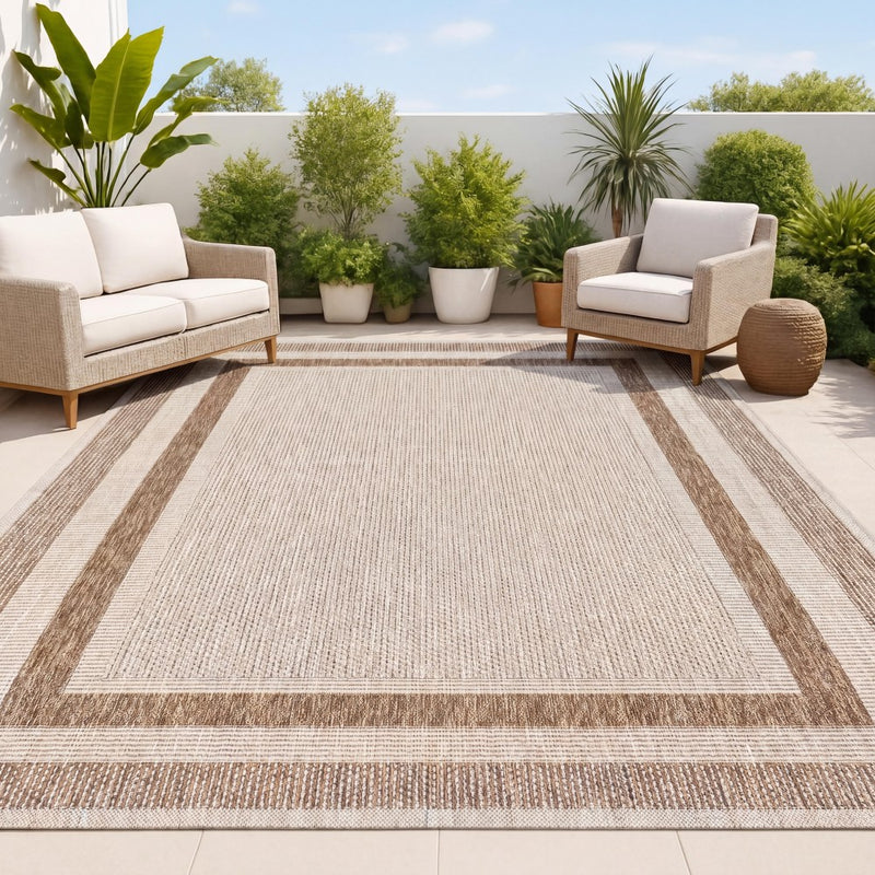 Dover Classic 3-Stripe Border Indoor/Outdoor Area Rug