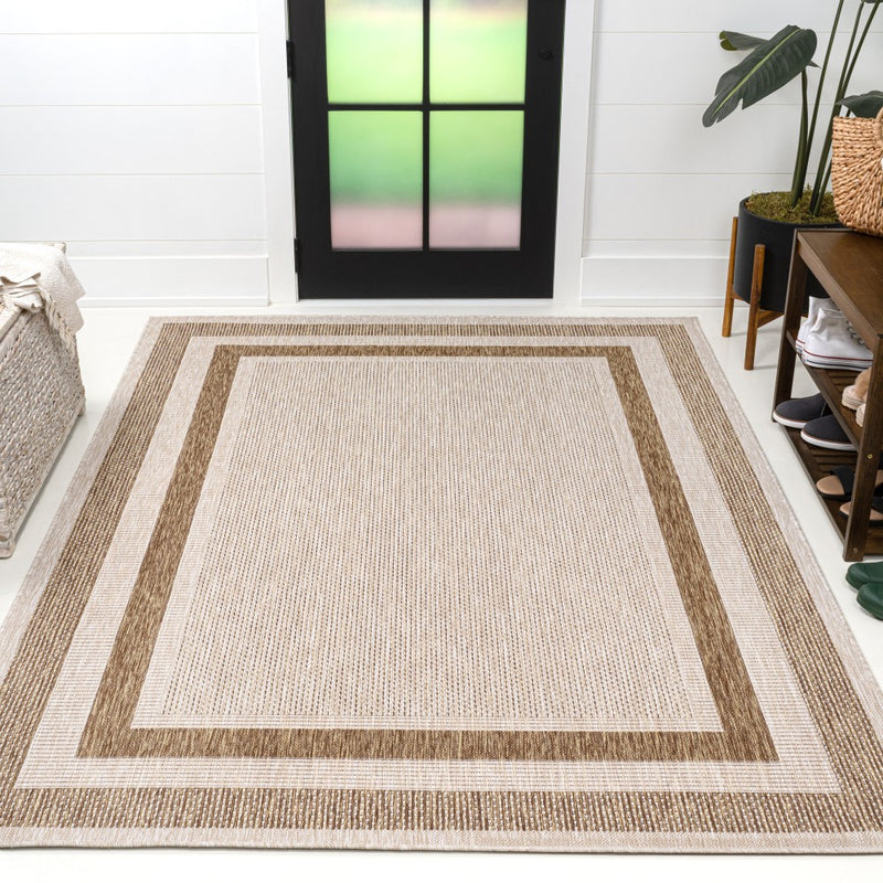 Dover Classic 3-Stripe Border Indoor/Outdoor Area Rug