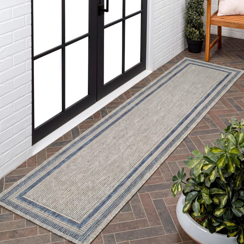Dover Classic 3-Stripe Border Indoor/Outdoor Area Rug