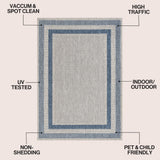 Dover Classic 3-Stripe Border Indoor/Outdoor Area Rug