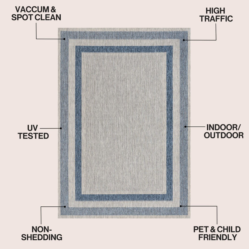 Dover Classic 3-Stripe Border Indoor/Outdoor Area Rug