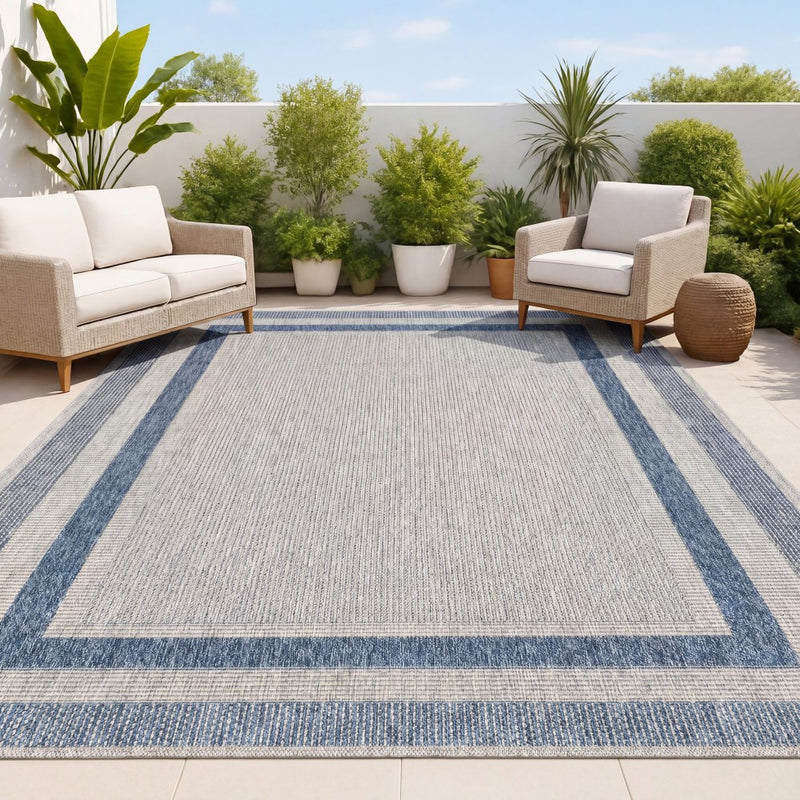 Dover Classic 3-Stripe Border Indoor/Outdoor Area Rug