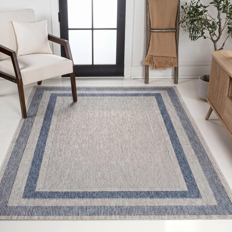 Dover Classic 3-Stripe Border Indoor/Outdoor Area Rug