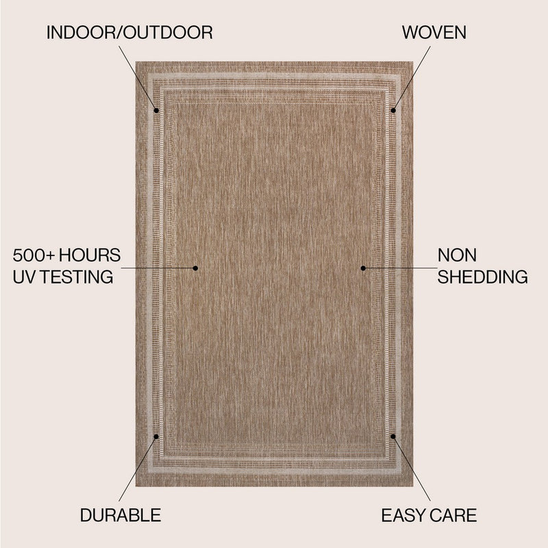 Lido Traditional Casual Pinstripe Border Area Rug