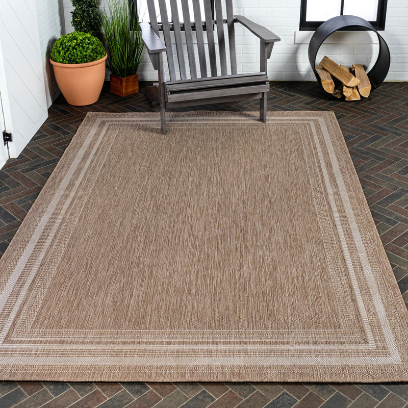 Lido Traditional Casual Pinstripe Border Area Rug