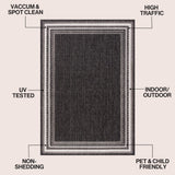 Lido Traditional Casual Pinstripe Border Area Rug
