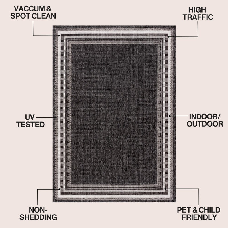 Lido Traditional Casual Pinstripe Border Area Rug
