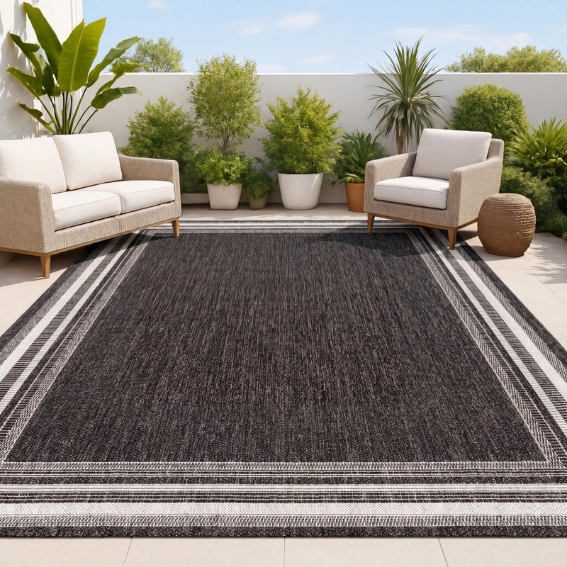 Lido Traditional Casual Pinstripe Border Area Rug
