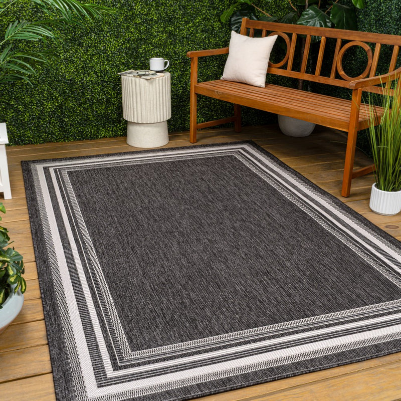 Lido Traditional Casual Pinstripe Border Area Rug