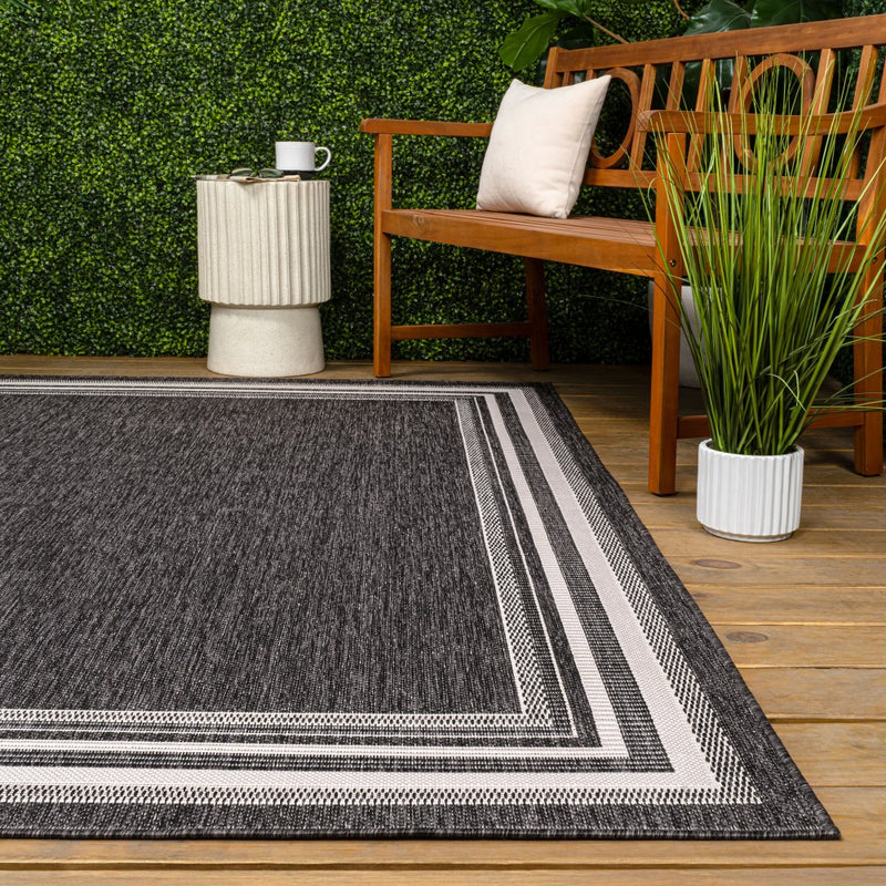Lido Traditional Casual Pinstripe Border Area Rug