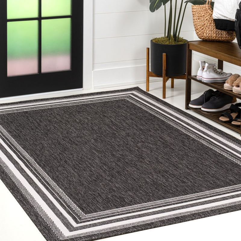 Lido Traditional Casual Pinstripe Border Area Rug