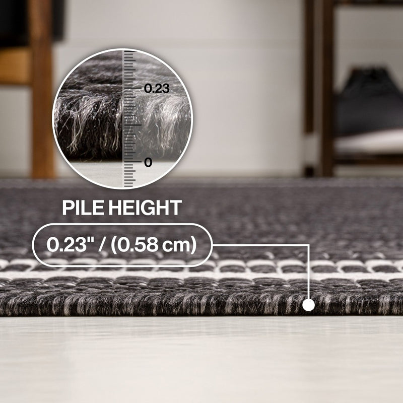 Lido Traditional Casual Pinstripe Border Area Rug