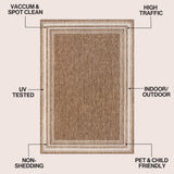 Lido Traditional Casual Pinstripe Border Area Rug