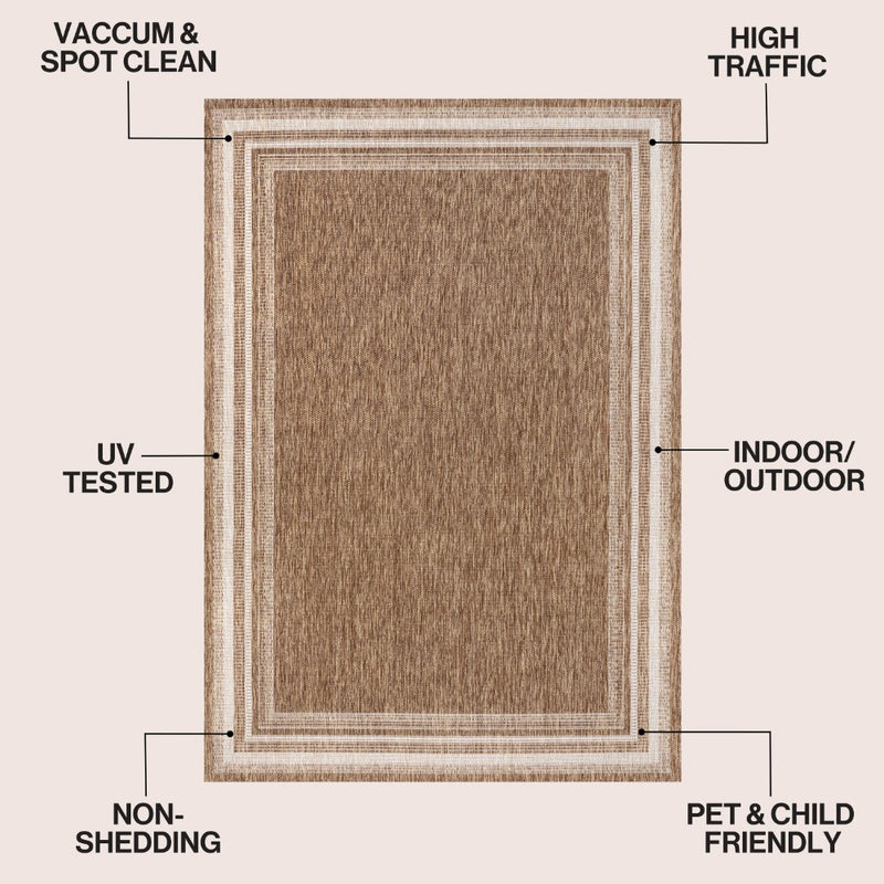 Lido Traditional Casual Pinstripe Border Area Rug