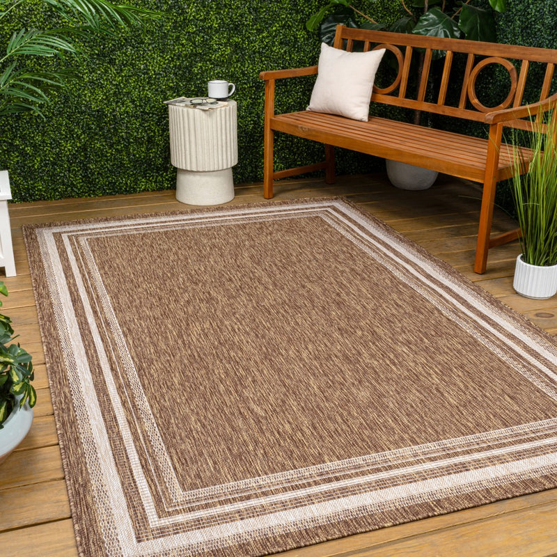 Lido Traditional Casual Pinstripe Border Area Rug