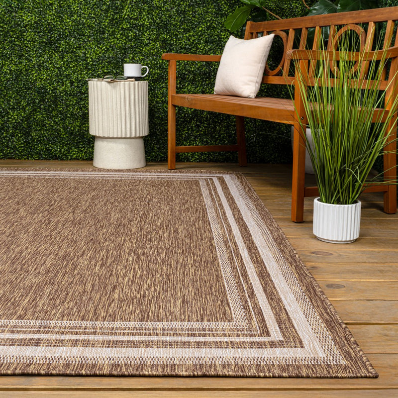 Lido Traditional Casual Pinstripe Border Area Rug