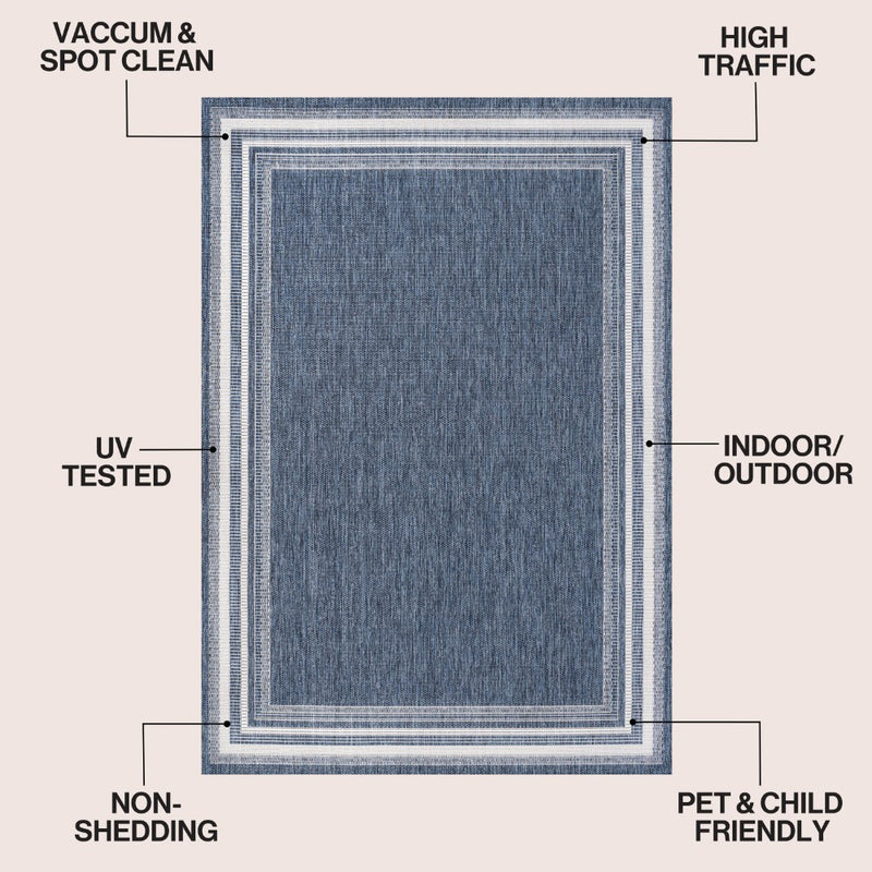 Lido Traditional Casual Pinstripe Border Area Rug