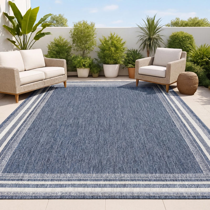 Lido Traditional Casual Pinstripe Border Area Rug