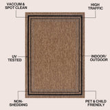 Lido Traditional Casual Pinstripe Border Area Rug