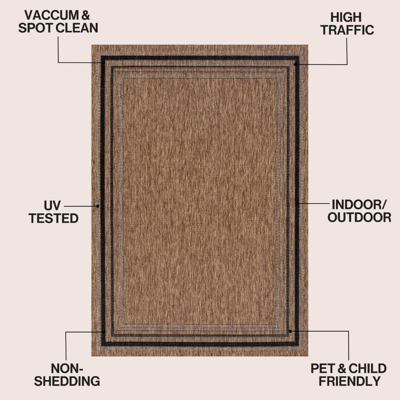 Lido Traditional Casual Pinstripe Border Area Rug