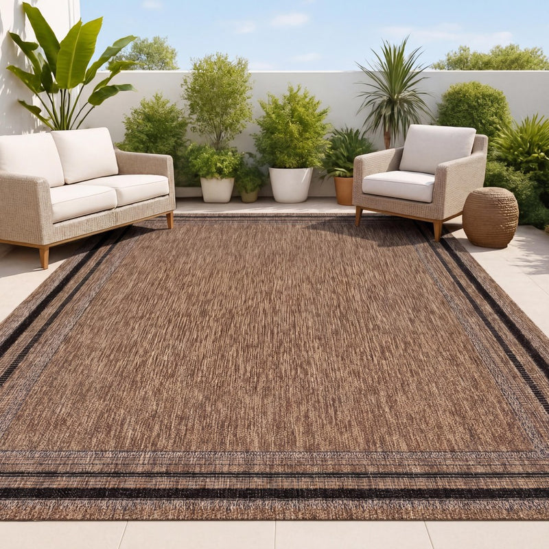 Lido Traditional Casual Pinstripe Border Area Rug