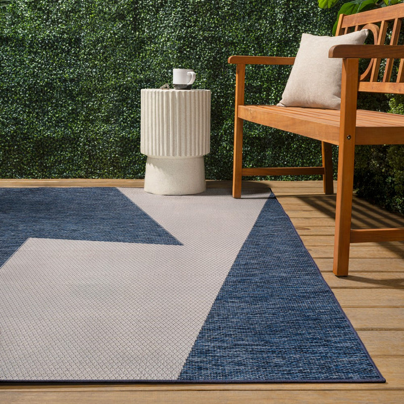 Lucian Modern Geometric Abstract Two-tone Indoor/Outdoor Area Rug