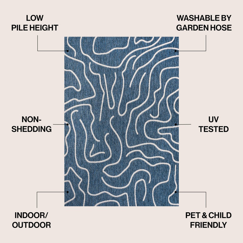 Nolan Modern Coastal Organic Shapes Indoor/Outdoor Area Rug