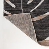 Allison Classic Beach Stripe And Monstera Leaf Indoor/Outdoor Area Rug