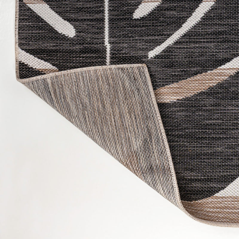 Allison Classic Beach Stripe And Monstera Leaf Indoor/Outdoor Area Rug