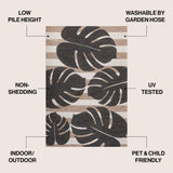 Allison Classic Beach Stripe And Monstera Leaf Indoor/Outdoor Area Rug