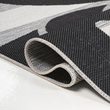 Allison Classic Beach Stripe And Monstera Leaf Indoor/Outdoor Area Rug