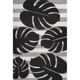 Allison Classic Beach Stripe And Monstera Leaf Indoor/Outdoor Area Rug