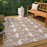 Liana Casual Coastal Flamingos Two-tone Indoor/Outdoor Area Rug