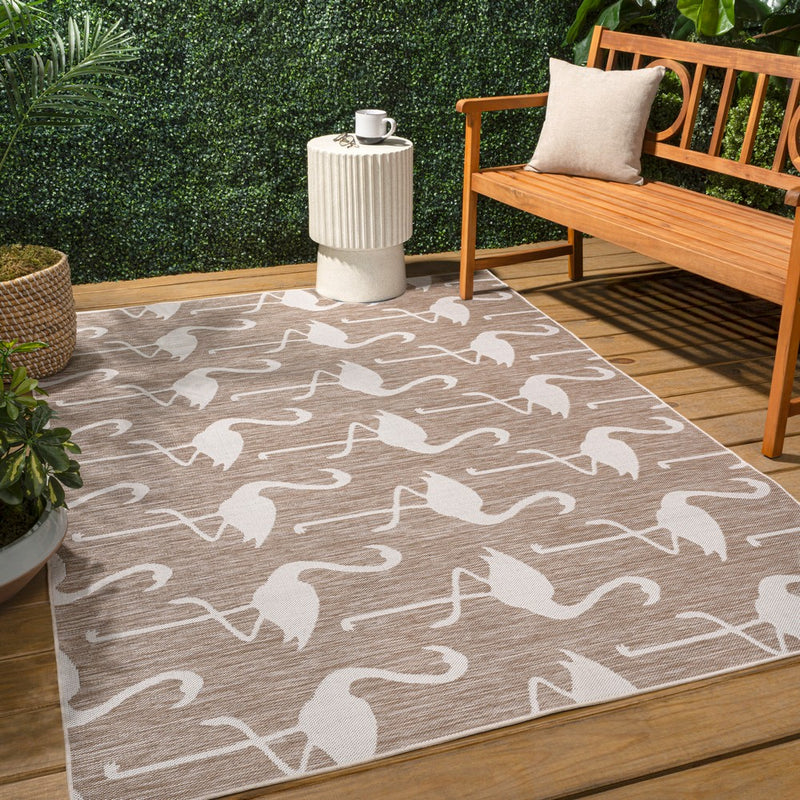 Liana Casual Coastal Flamingos Two-tone Indoor/Outdoor Area Rug