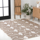 Liana Casual Coastal Flamingos Two-tone Indoor/Outdoor Area Rug