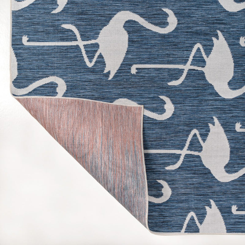 Liana Casual Coastal Flamingos Two-tone Indoor/Outdoor Area Rug