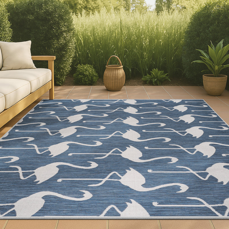 Liana Casual Coastal Flamingos Two-tone Indoor/Outdoor Area Rug