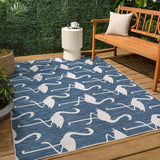 Liana Casual Coastal Flamingos Two-tone Indoor/Outdoor Area Rug