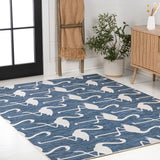 Liana Casual Coastal Flamingos Two-tone Indoor/Outdoor Area Rug