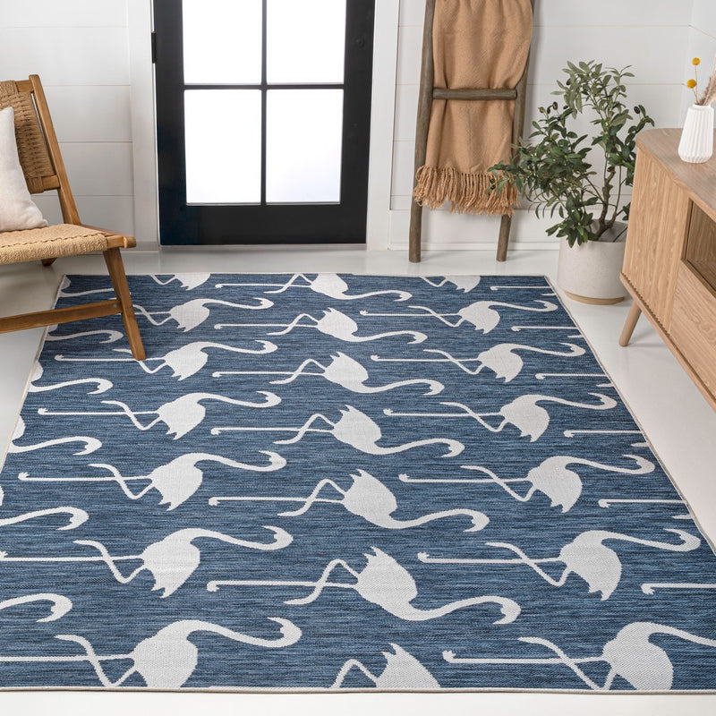 Liana Casual Coastal Flamingos Two-tone Indoor/Outdoor Area Rug