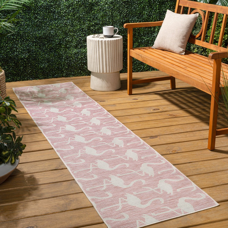 Liana Casual Coastal Flamingos Two-tone Indoor/Outdoor Area Rug
