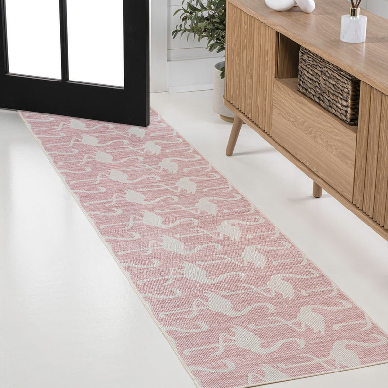 Liana Casual Coastal Flamingos Two-tone Indoor/Outdoor Area Rug