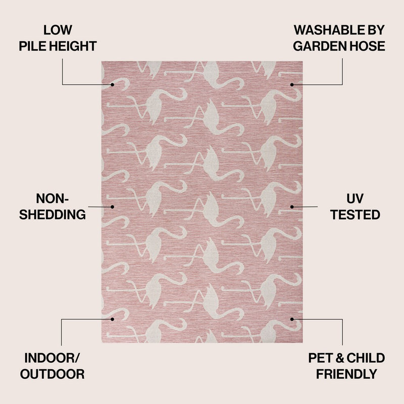 Liana Casual Coastal Flamingos Two-tone Indoor/Outdoor Area Rug