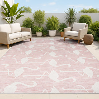 Liana Casual Coastal Flamingos Two-tone Indoor/Outdoor Area Rug
