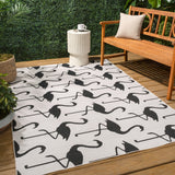Liana Casual Coastal Flamingos Two-tone Indoor/Outdoor Area Rug
