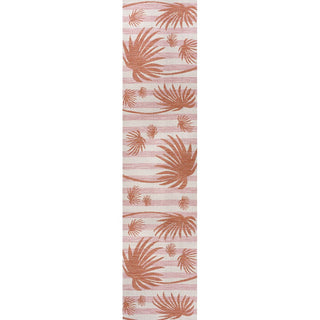 Veronica Classic Beach Stripe And Palm Leaf Indoor/Outdoor Area Rug